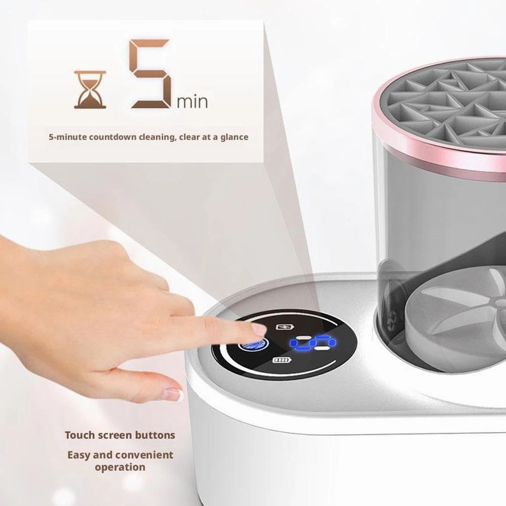 Makeup Brush Cleaner - 3 in 1 Electric Makeup Brush Cleaner Machine with Makeup Brush Dryer, Automatic Makeup Brush Cleaner, Multi-Hour Drying Settings, Thorough Cleaning, for All Makeup Brush Types