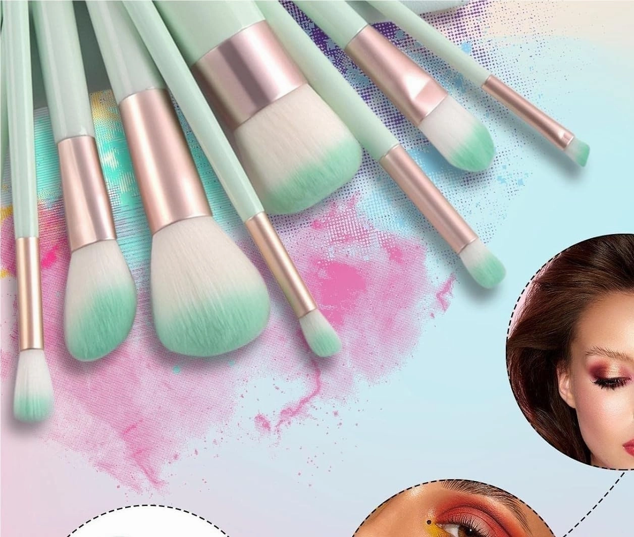 Makeup Brush Set Soft Synthetic Brush Powder Beauty Advanced Makeup Makeup Makeup Set Eyeshadow Brush Portable Foundation Makeup Beginner Brush Set Brush Dip Brush(Green)