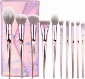 Makeup Brushes,10 PCS Makeup Brushes Set, Eyeshadow, Contour Face Makeup Brush kit for Women & Girls, Travel Friendly, with bag