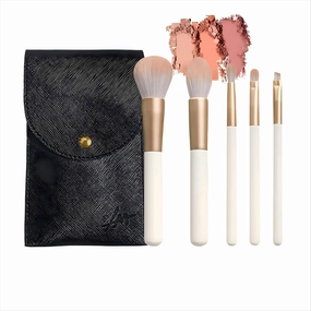 Makeup Brushes - 5 Piece Professional Makeup Brush Set For Face, Cheek, & Eye Makeup, Synthetic Makeup Brushes, Vegan & Cruelty-Free,with Travel Makeup Bag Gift Set