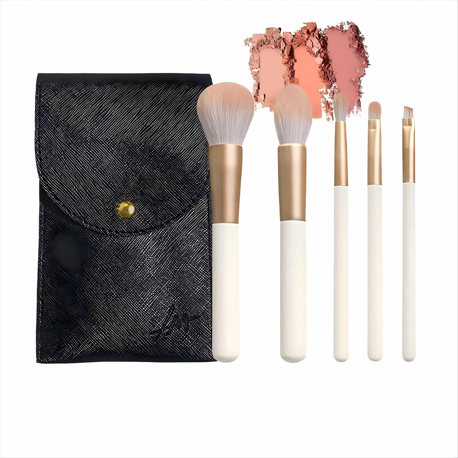 Makeup Brushes - 5 Piece Professional Makeup Brush Set For Face, Cheek, & Eye Makeup, Synthetic Makeup Brushes, Vegan & Cruelty-Free,with Travel Makeup Bag Gift Set