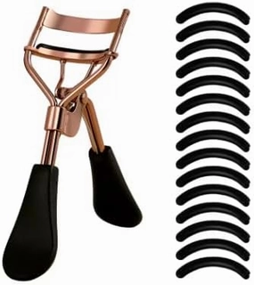 Makeup Eyelash Curler Set 15 Silicone Pads, Portable Stainless Steel Curling Tool,Nature Curl Style Beauty Eyelashes Multicolor Makeup Tools for Women, Ees Makeup Beauty Tools