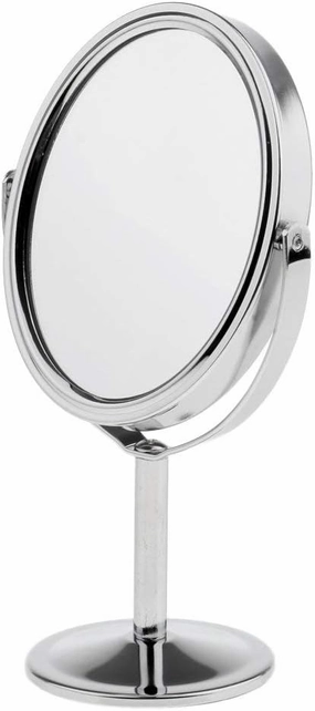 Makeup Mirror 3 inch Mini Women Beauty Makeup Cosmetic Mirror Oval Compact Dual Side Normal Magnifying Mirror Silver/Bronze-Silver,as described (Color : Silver)