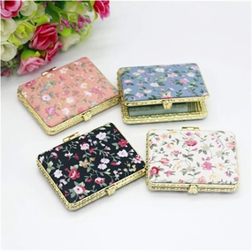 Makeup Mirror 4pc Mini Compact Pocket Vanity Mirror Portable Two-Side Folding Makeup Mirror Women Vintage Cosmetic Mirrors Makeup Mirror ( Color : Square )