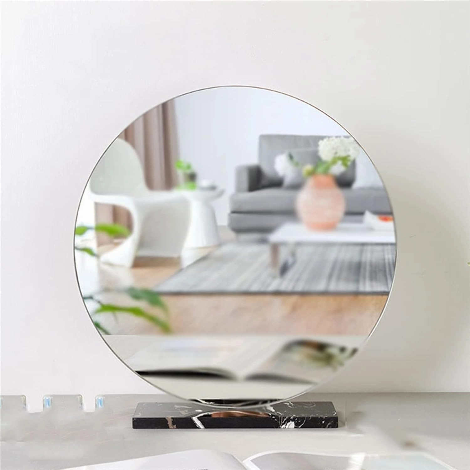 Makeup Mirror Desktop Makeup Mirror Beauty Makeup Mirror Simple Vanity Mirror Large Desktop Mirror Modern High-Definition Mirror Beauty Mirror(White,Large)