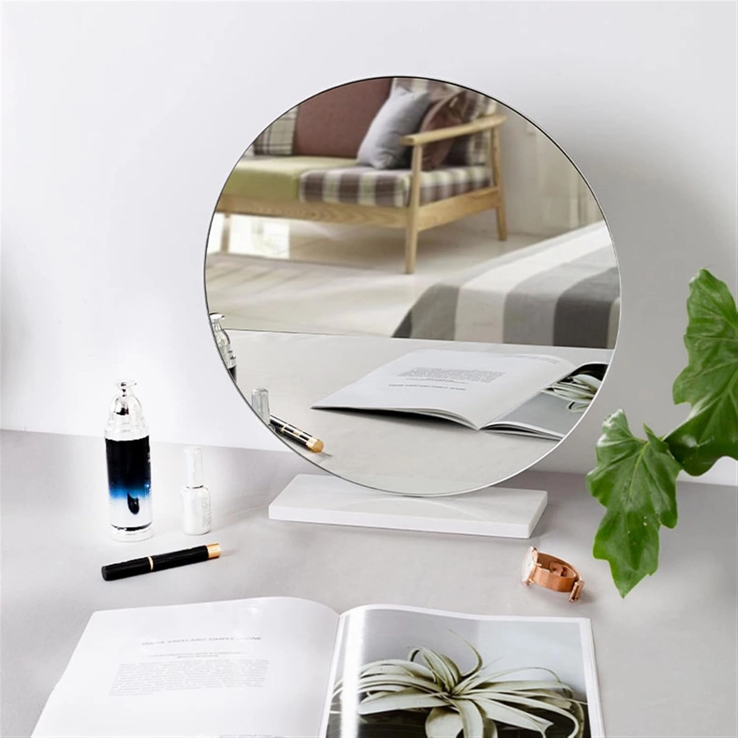 Makeup Mirror Desktop Makeup Mirror Beauty Makeup Mirror Simple Vanity Mirror Large Desktop Mirror Modern High-Definition Mirror Beauty Mirror(White,Large)