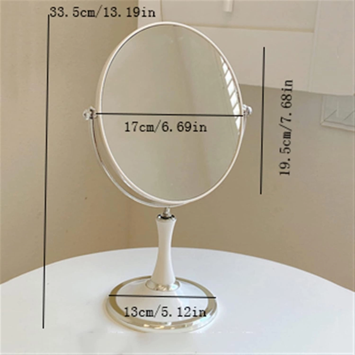 Makeup Mirror Dressing Mirror Desktop Desktop Simple Student Dormitory Dressing Table Double-Sided Dressing Mirror Female Oval Mirror Beauty Mirror(Medium)