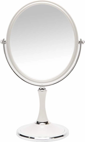 Makeup Mirror, one Side is Normal and The Other Side is 3X Enlarged, 360° Rotation, Elegant White, Simple and Convenient Makeup Mirrors are Suitable for Home Travel (Ellipse)