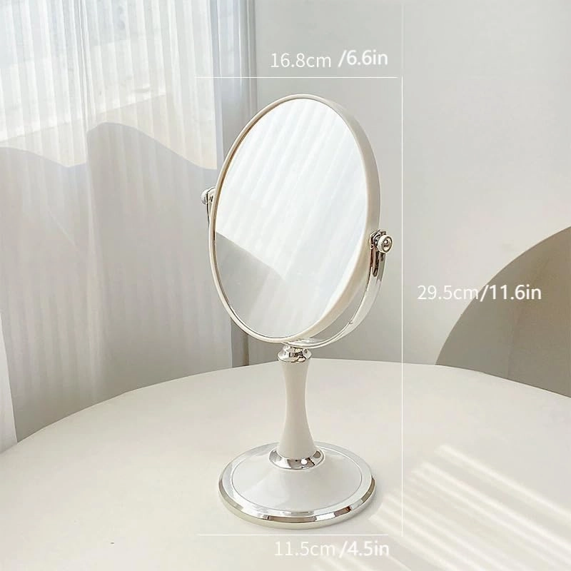 Makeup Mirror, one Side is Normal and The Other Side is 3X Enlarged, 360° Rotation, Elegant White, Simple and Convenient Makeup Mirrors are Suitable for Home Travel (Ellipse)
