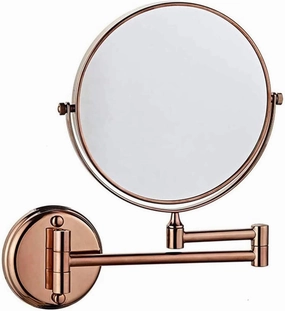 Makeup Mirror Wall Mounted, Bathroom Mirror 8inch Round Make Up Mirror Double-Sided Makeup Mirror 360 Rotation (Color : Silver White, Size : 10X)