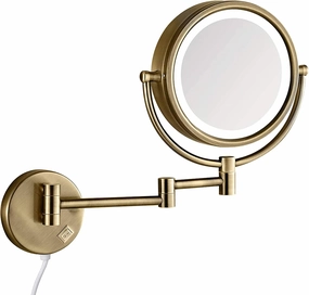 Makeup Mirror with LED Lights and Magnification, Double Sided 8 inch Wall Mounted Adjustable Extendable Bathroom Vanity Mirror,Bronze,10X (Color : Bronze, Size : 3X)