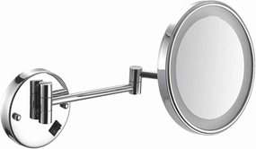Makeup Mirror with Lights and 10X Magnification, LED Wall Mounted Bathroom Vanity Mirror, Swivel Extendable Shaving Mirror,Brass,USB(Silver,USB)