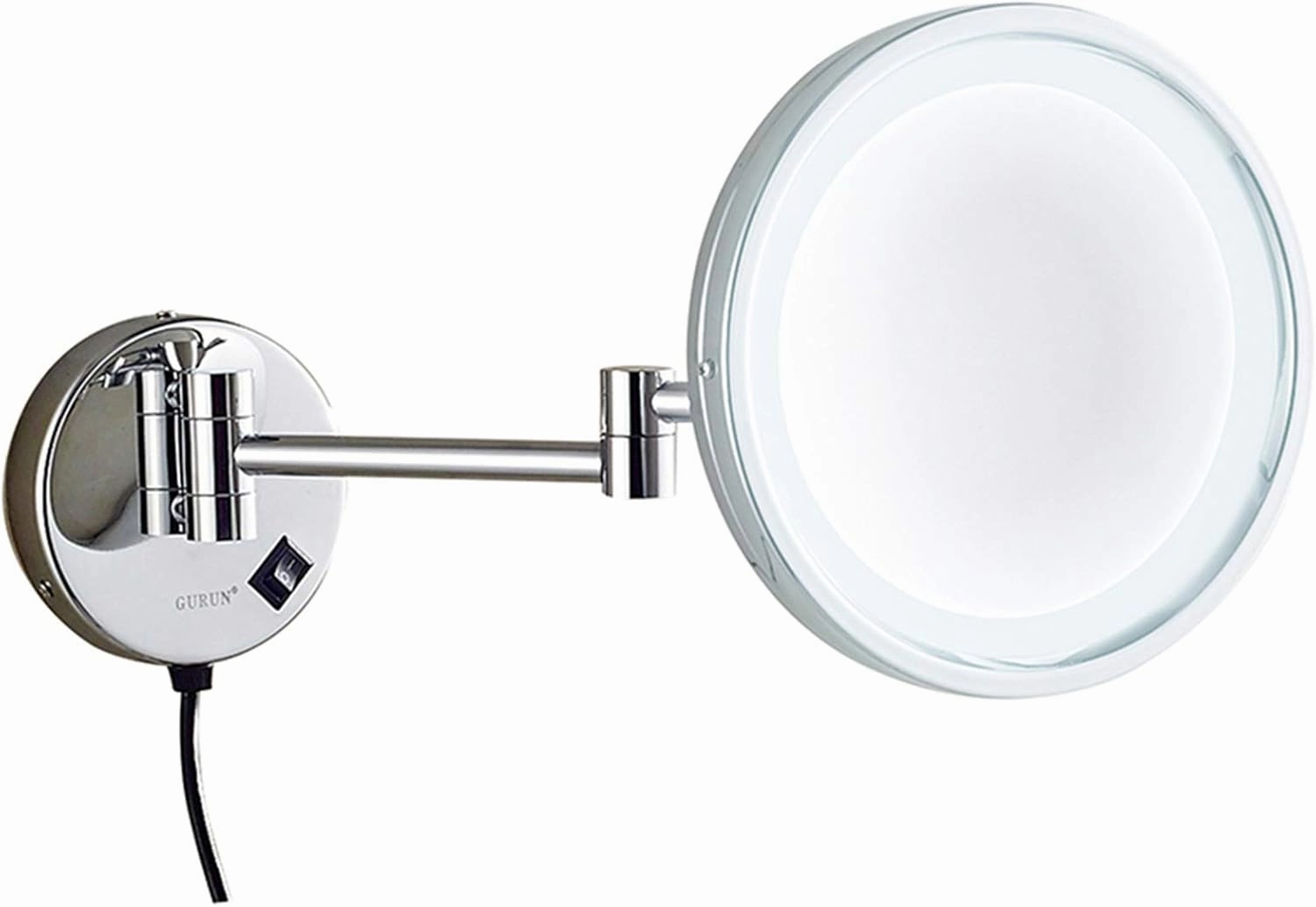 Makeup Mirror with Lights and 10X Magnification, LED Wall Mounted Bathroom Vanity Mirror, Swivel Extendable Shaving Mirror,Brass,USB(Silver,USB)