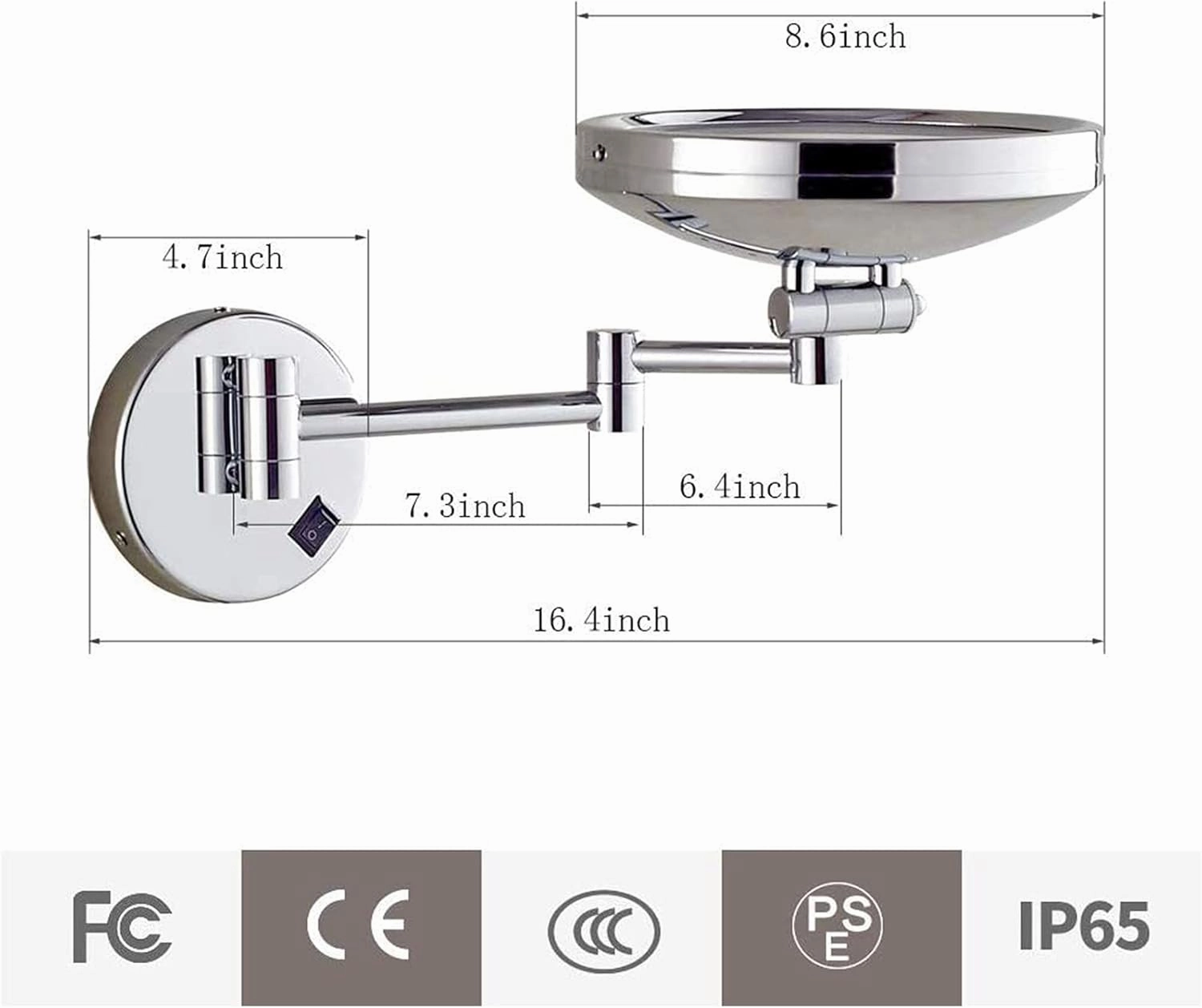 Makeup Mirror with Lights and 10X Magnification, LED Wall Mounted Bathroom Vanity Mirror, Swivel Extendable Shaving Mirror,Brass,USB(Silver,USB)