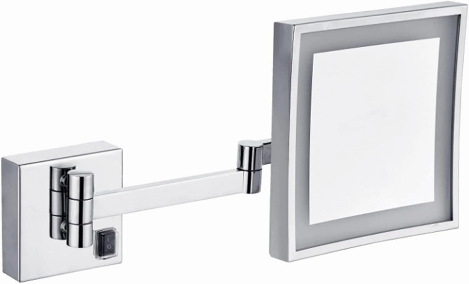 Makeup Mirror with Lights and 3X Magnification Chrome Square LED Wall Mounted Bathroom Vanity Mirror Swivel Extendable Shaving Mirror Plug in (Color : Hardwired)
