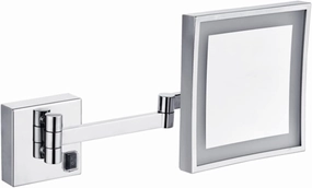 Makeup Mirror with Lights and 3X Magnification Chrome Square LED Wall Mounted Bathroom Vanity Mirror Swivel Extendable Shaving Mirror Plug in (Color : Plug in)
