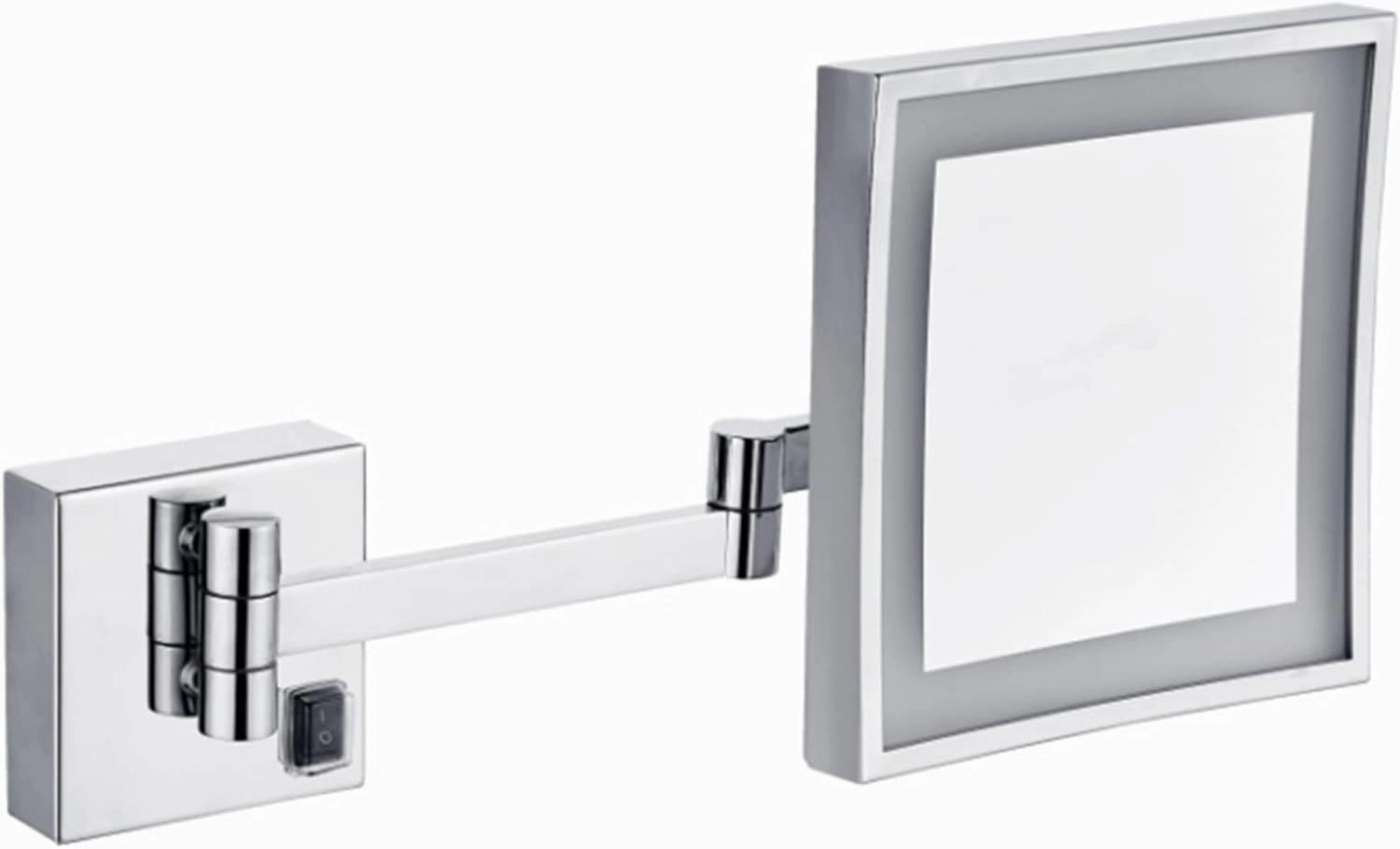 Makeup Mirror with Lights and 3X Magnification, Chrome Square LED Wall Mounted Bathroom Vanity Mirror, Swivel Extendable Shaving Mirror,Plug in (Color : Plug in)