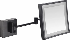 Makeup Mirror with Lights and 3X Magnification Square LED Wall Mounted Bathroom Vanity Mirror Rotable Extendable Shaving Mirror Brass Plug in (Color : Gold, Size : H ( Color : Black , Size : USB )