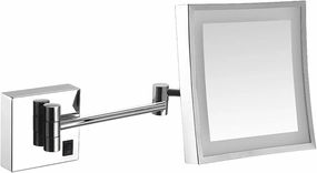 Makeup Mirror with Lights and 3X Magnification, Square LED Wall Mounted Bathroom Vanity Mirror, Rotable Extendable Shaving Mirror,Brass,Plug in (Color : Silver, Size : USB)