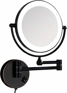 Makeup Mirror with Lights and Magnification 8 inch Double-Sided Brass Bathroom Rotation Extension Bathroom MirrorChrome 7X(Black,3X)