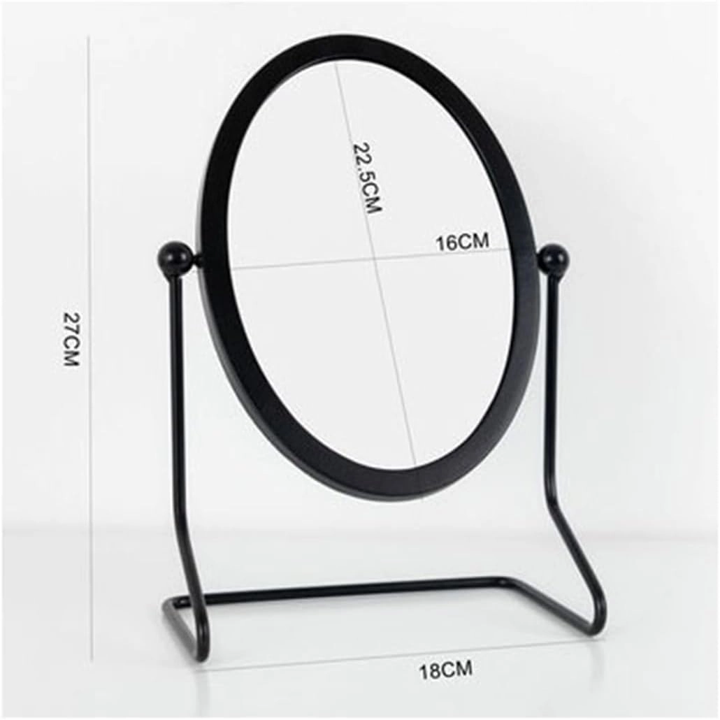 Makeup Mirror Wrought Iron Oval Vanity Mirror, Adjustable Angle Vanity Mirror, Simple Home Desktop Vertical Beauty Mirror Beauty Mirror(Black)