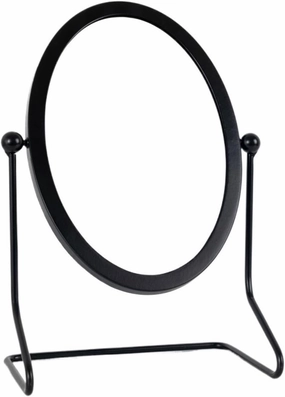 Makeup Mirror Wrought Iron Oval Vanity Mirror, Adjustable Angle Vanity Mirror, Simple Home Desktop Vertical Beauty Mirror Beauty Mirror(Black)