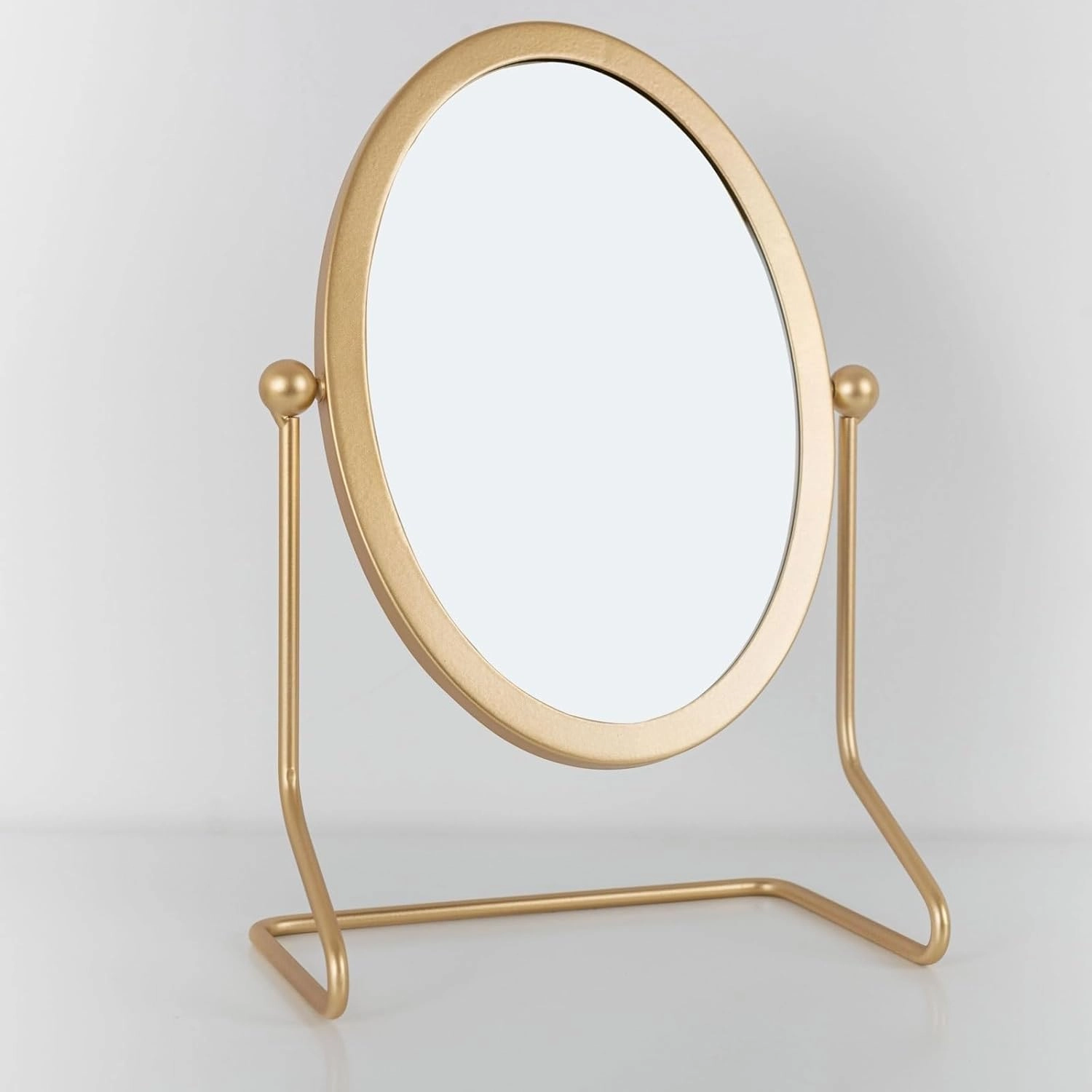 Makeup Mirror Wrought Iron Oval Vanity Mirror, Adjustable Angle Vanity Mirror, Simple Home Desktop Vertical Beauty Mirror Beauty Mirror(Black)