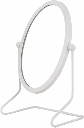 Makeup Mirror Wrought Iron Oval Vanity Mirror, Adjustable Angle Vanity Mirror, Simple Home Desktop Vertical Beauty Mirror Cosmetic Mirror(White)