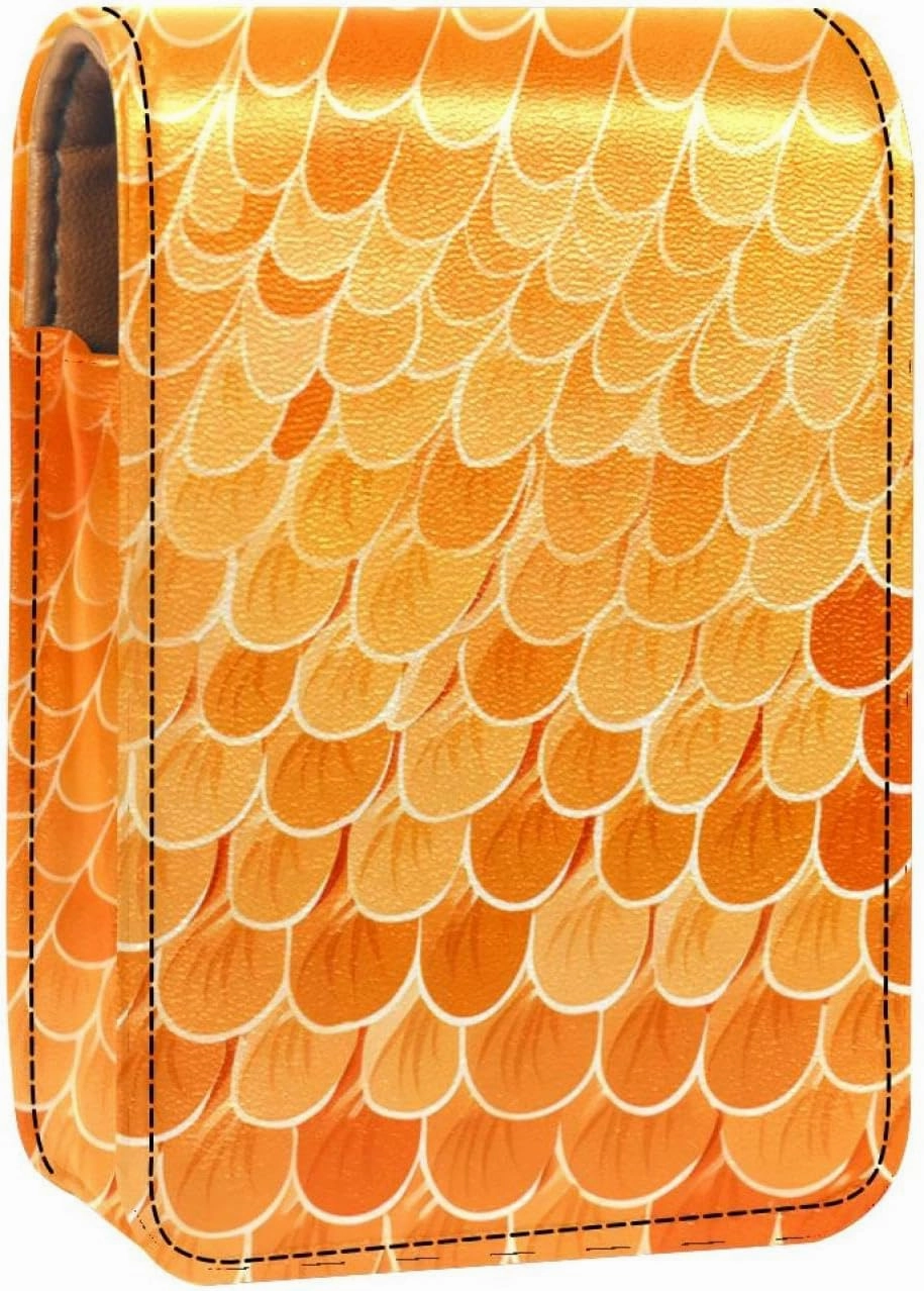 Makeup Organizer,Makeup Lipstick Case for Outside Mini Bag Travel Cosmetic Pouch,Scale Orange Mermaid Ocean