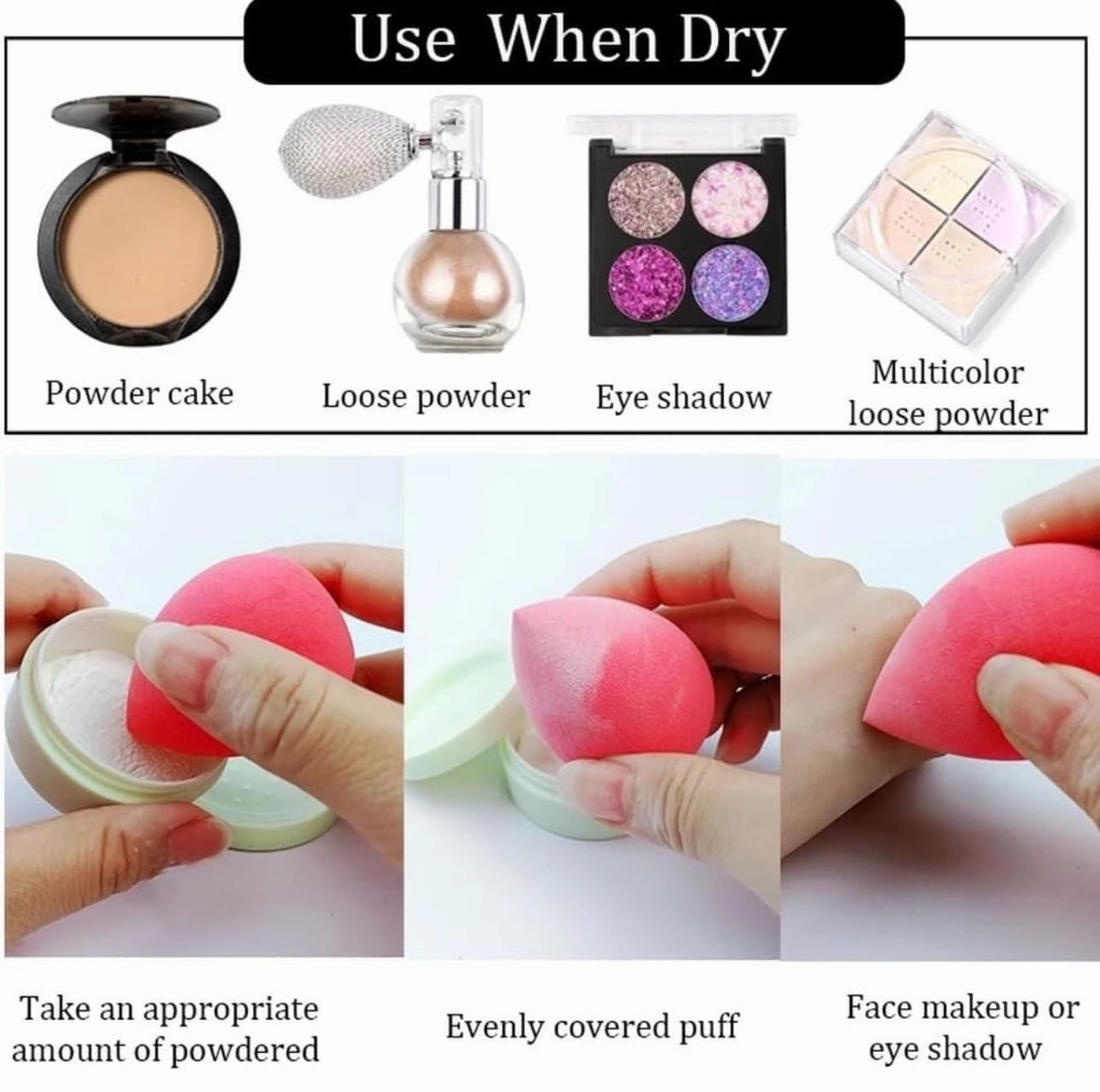 Makeup Sponge Beauty Blender Set, 4 Air Cushion Puffs with Clear Storage Case, Purple, Pink, Green, Yellow