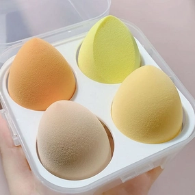 Makeup Sponge Set – Latex-Free Beauty Blender with Storage Box (Pack of 4)