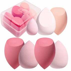 Makeup Sponge Set BS-MALL Blender Sponges 7 Pcs for Liquid, Cream, and Powder, Multi-colored with 1 Mini Makeup Sponge Pink (A-Pink）