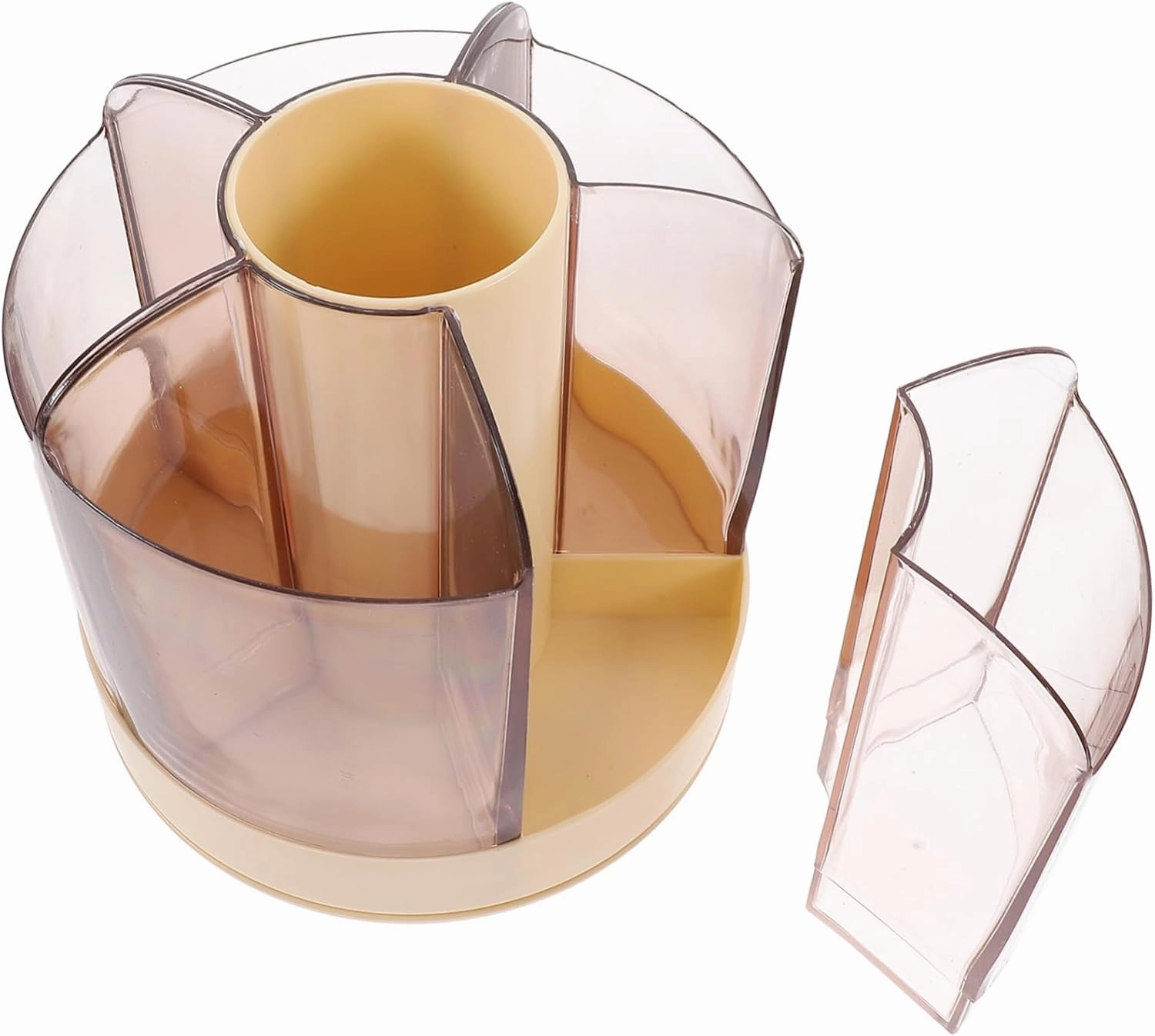 Makeup Storage Organizer Compartments Rotating Cosmetic Brush Holder for Vanity and Space-saving Makeup Case Lemon for Home