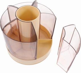 Makeup Storage Organizer Compartments Rotating Cosmetic Brush Holder for Vanity and Space-saving Makeup Case Lemon for Home