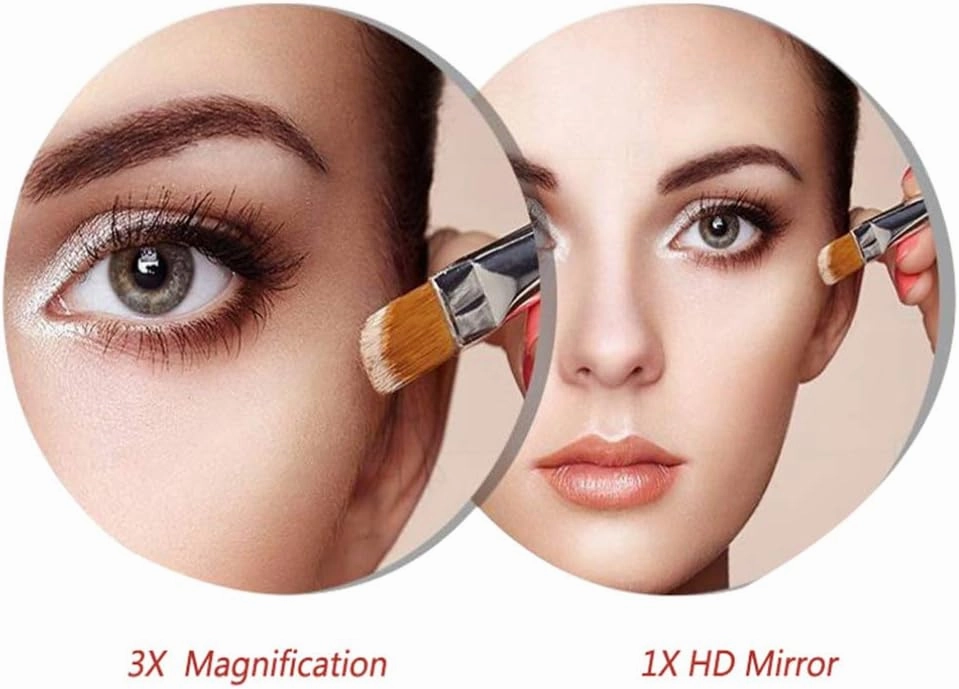 Makeup Vanity Mirror,Two-Sided Wall Mounted Beauty Mirror 3X Magnification Bathroom Mirror 360° Swivel Extendable Cosmetic Mirror,Black (Silver 8inch)
