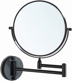 Makeup Vanity Mirror,Two-Sided Wall Mounted Beauty Mirror 3X Magnification Cosmetic Mirror 360°Swivel Extendable Bathroom Mirror,Gold (Color : Black, Size : 8inch)