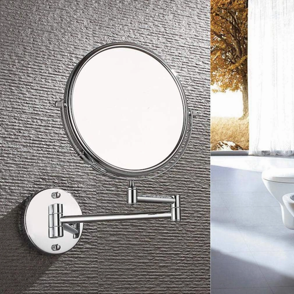 Makeup Vanity Mirror,Two-Sided Wall Mounted Beauty Mirror Multiple Magnification Bathroom Mirror 360°Swivel Extendable Cosmetic Mirror 6inch,Silver(7X)