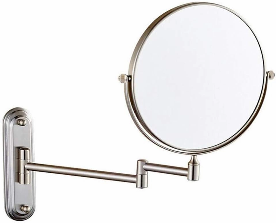 Makeup Vanity Mirror,Two-Sided Wall Mounted Beauty Mirror Multiple Magnification Bathroom Mirror 360°Swivel Extendable Cosmetic Mirror 6inch,Silver(Nickel,10x)