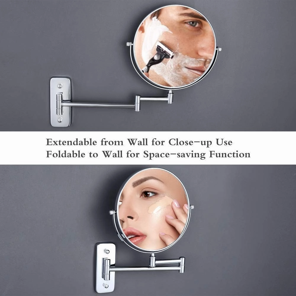 Makeup Wall Mounted, 360 Rotation Free Standing Portable, Ideal for Applying Make-up, Wearing Contacts and Shaving(Chrome,10x)