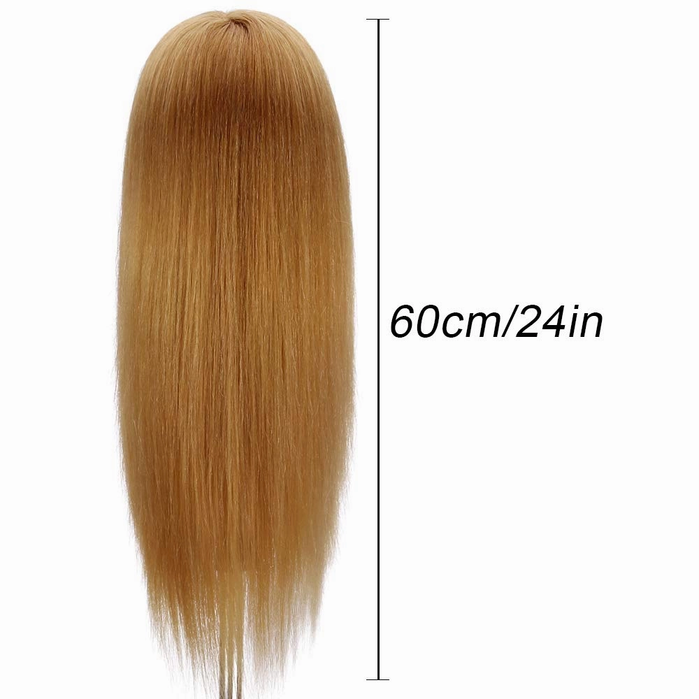 Mannequin Head with 60% Human Hair, TopDirect 20" Blonde Real Hair Cosmetology Mannequin Head Hair Styling Hairdressing Practice Training Doll Heads with Clamp Holder and Tools