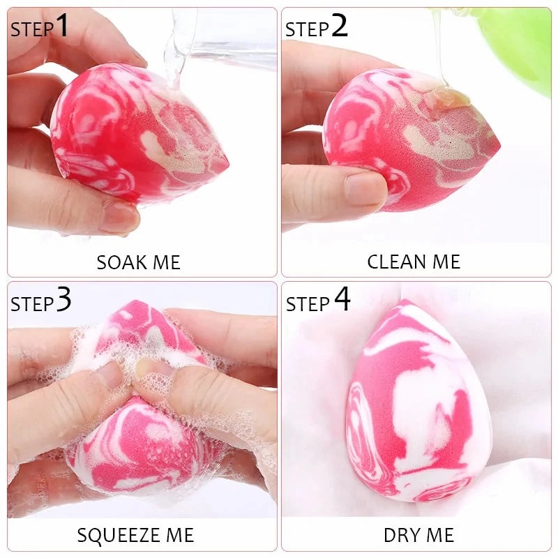 Marbling Water-Drop Shape Makeup Sponge for Flawless Foundation, Concealer & Blush Application