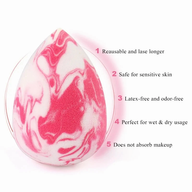 Marbling Water-Drop Shape Makeup Sponge for Flawless Foundation, Concealer & Blush Application