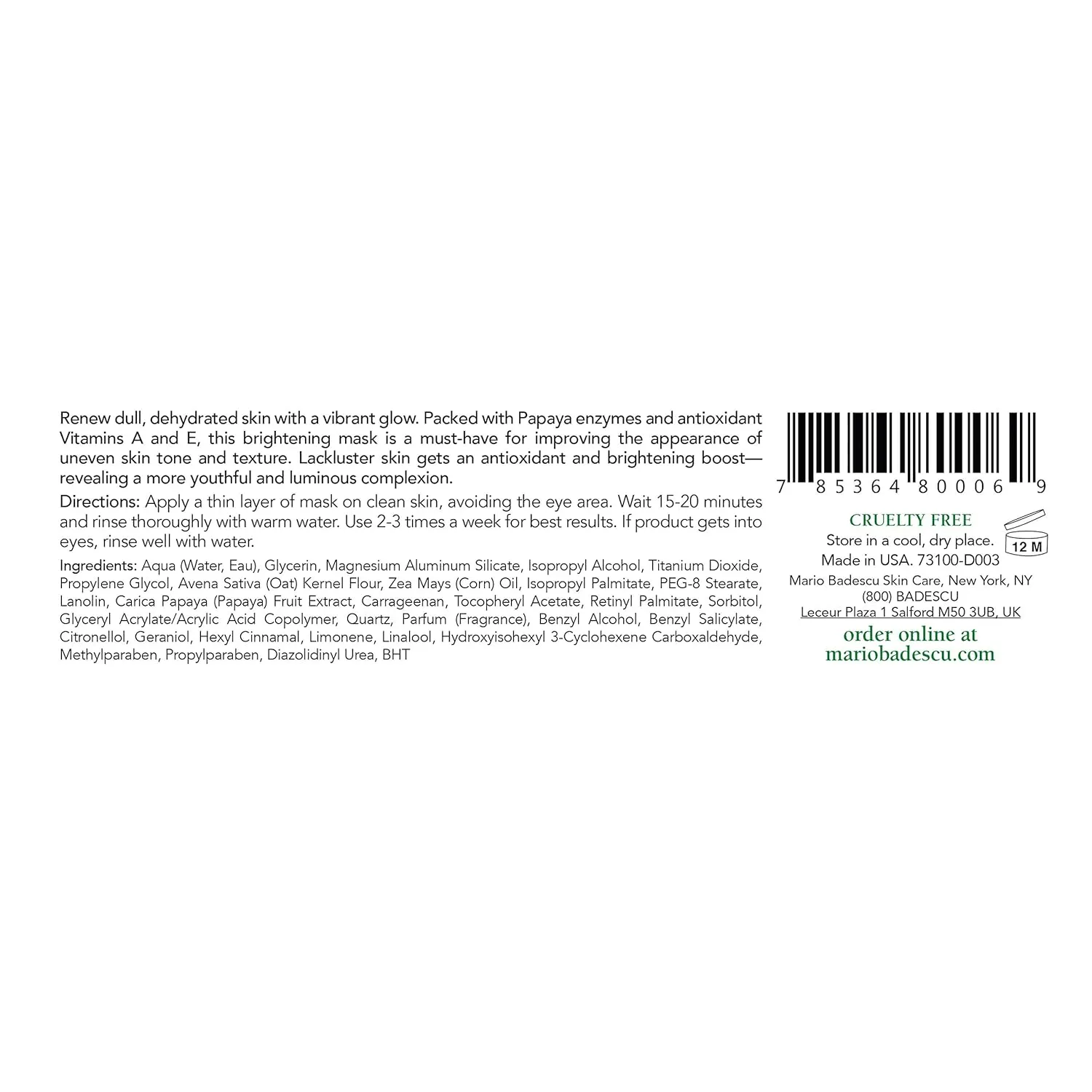 Mario Badescu Mask 2 Oz - Healing and Soothing, Cucumber Tonic, Enzyme Revitalizing, and Rose Hip Face Mask Skin Care - Facial Masks for Women and Men