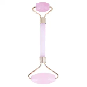 Massage Jade Stone Face Massage Roller, Crystal Roller Versatile Jade Roller Rose Quartz Roller, Rose Quartz Jade for Small Area Massage Slimming Face Beauty(Gold)