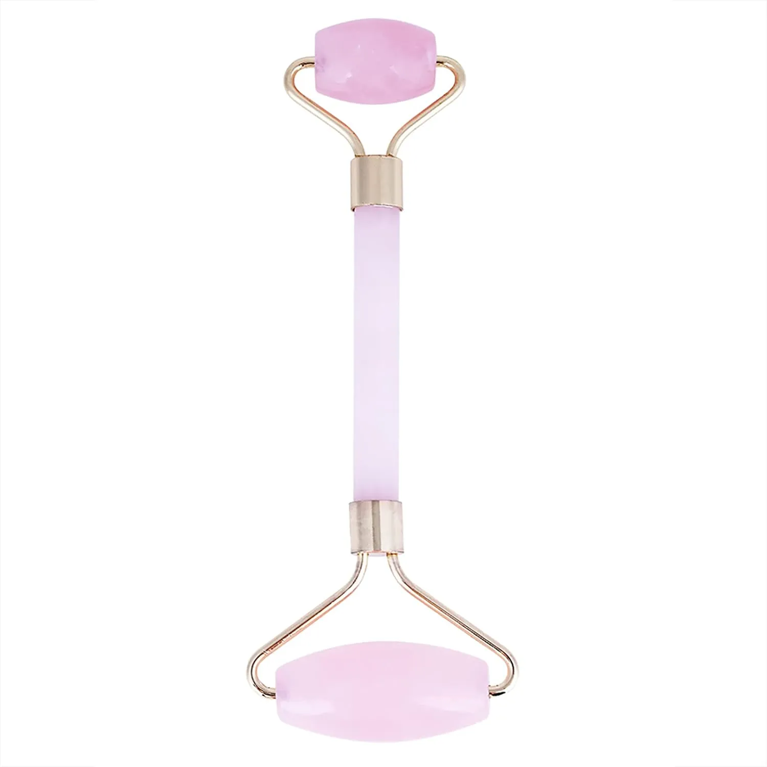 Massage Jade Stone Face Massage Roller, Crystal Roller Versatile Jade Roller Rose Quartz Roller, Rose Quartz Jade for Small Area Massage Slimming Face Beauty(Gold)