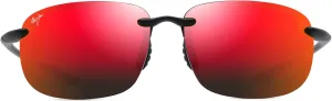 Maui Jim Hookipa XLarge Oval Sunglasses, Matte Black/Hawaii Lava Polarized, Extra Large