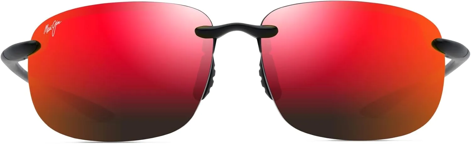 Maui Jim Hookipa XLarge Oval Sunglasses, Matte Black/Hawaii Lava Polarized, Extra Large