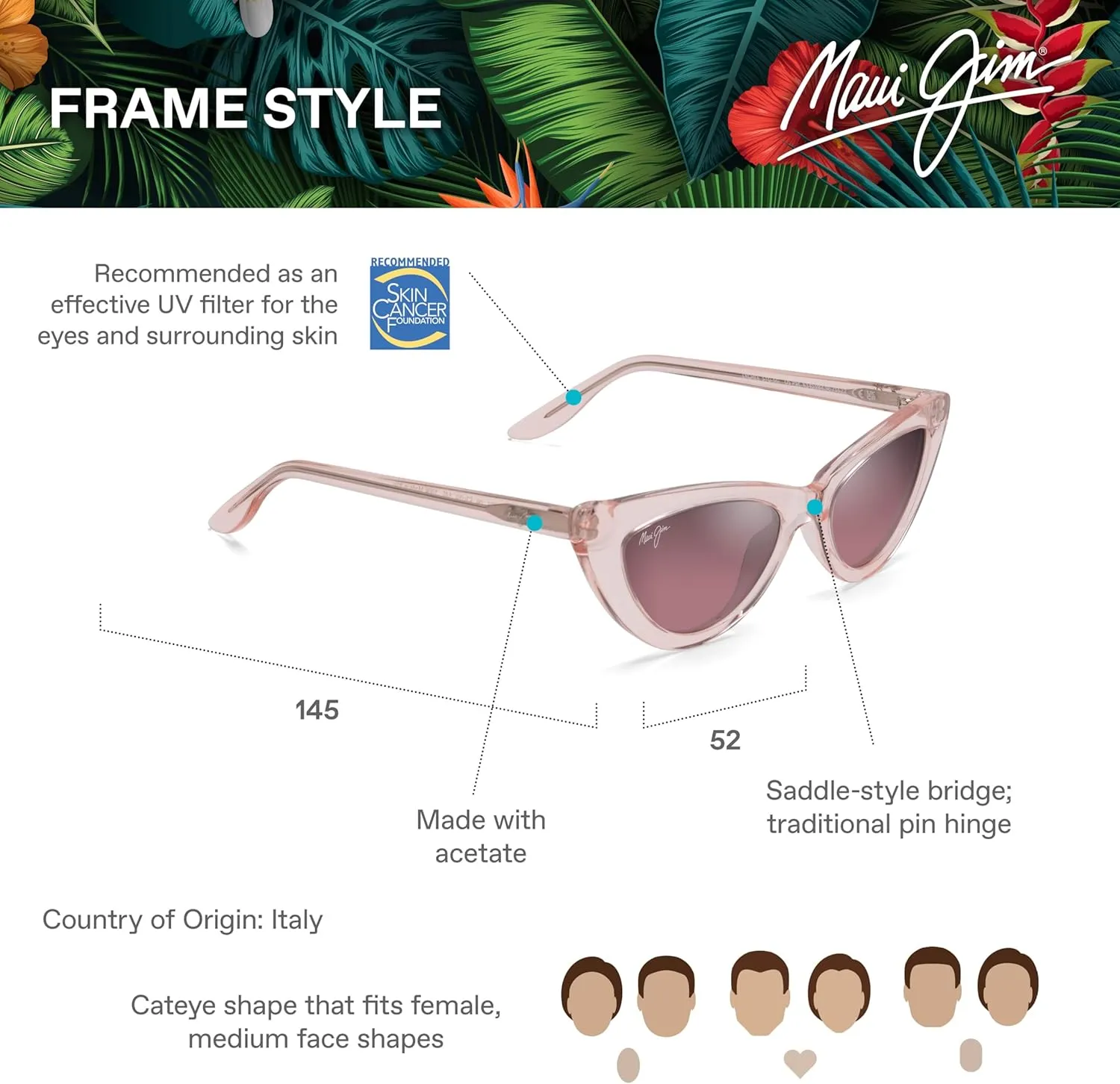 Maui Jim Women's Lychee Polarized Cat Eye Sunglasses