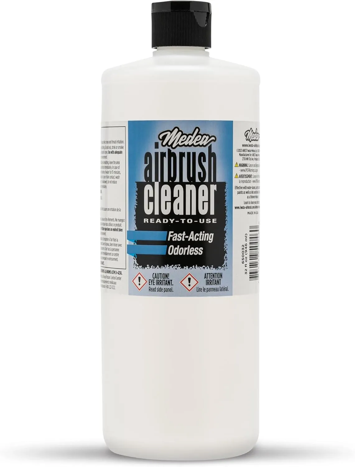 Medea Airbrush Cleaner 32 oz – Ready-to-Use Solution for Airbrushes, Paint Brushes & Artist Tools – for Acrylic, Oil & Water-Based Paints, Inks, Dyes, Watercolors and Gouache. Deep Cleans & Flushes