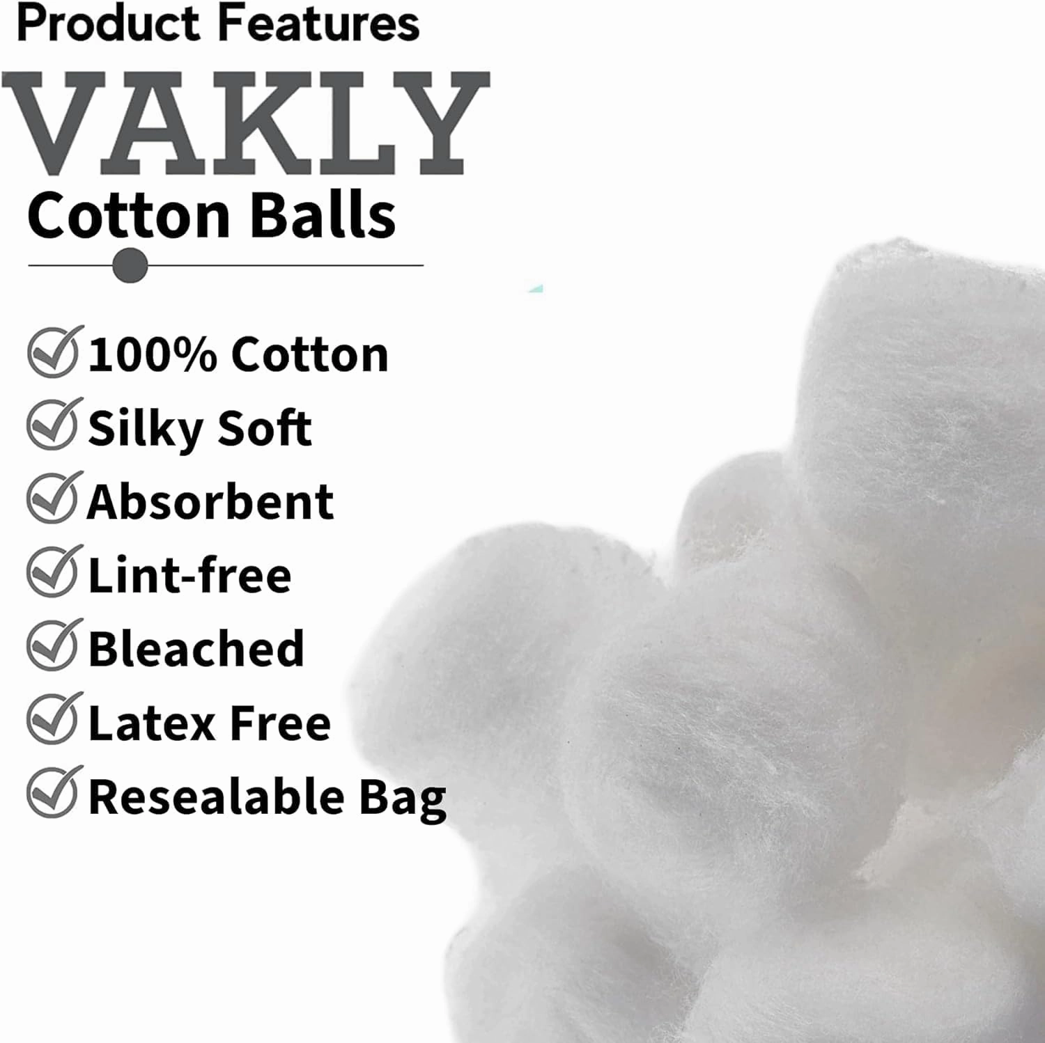 Medium Cotton Balls [Pack of 4000] Non-Sterile Absorbent 100% Cotton Prepping Balls for Make-Up, Nail Polish Removal, Applying Oil Lotion or Powder, Crafts